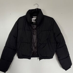 Garage Black Cropped Puffer Jacket